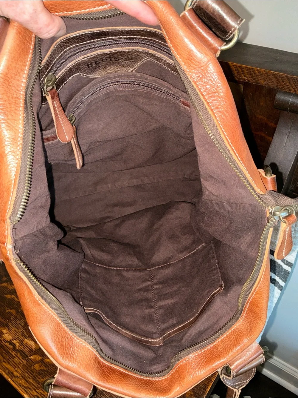 Bed Stu Two-Tone Brown Leather Tote